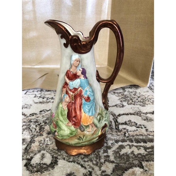 Vintage Hand Painted Ceramic Pitcher - Picture 2 of 5
